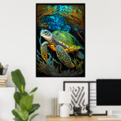 Honu Haven gestettetes Glaswasser Poster (Heimbüro)
