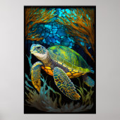 Honu Haven gestettetes Glaswasser Poster (Vorne)