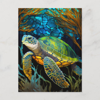 Honu Haven gestettetes Glaswasser Postkarte