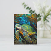 Honu Haven gestettetes Glaswasser Postkarte (Stehend Vorderseite)