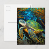 Honu Haven gestettetes Glaswasser Postkarte (Vorne/Hinten)