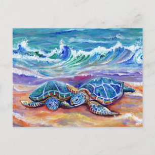 Honu Hugs und Liebe auf der Beach Hawaiian Postcar Postkarte