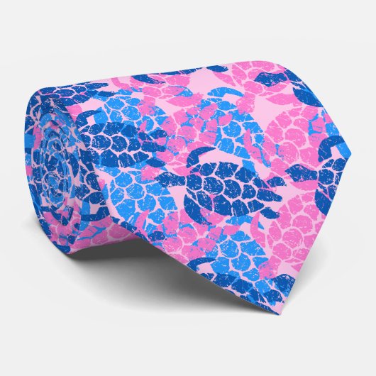 Honu Meeresschildkröte-Hawaiianer-Aloha - Rosa Krawatte (Gerollt)