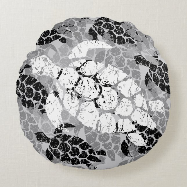 Honu Meeresschildkröte-hawaiisches umschaltbares Rundes Kissen (Vorderseite)