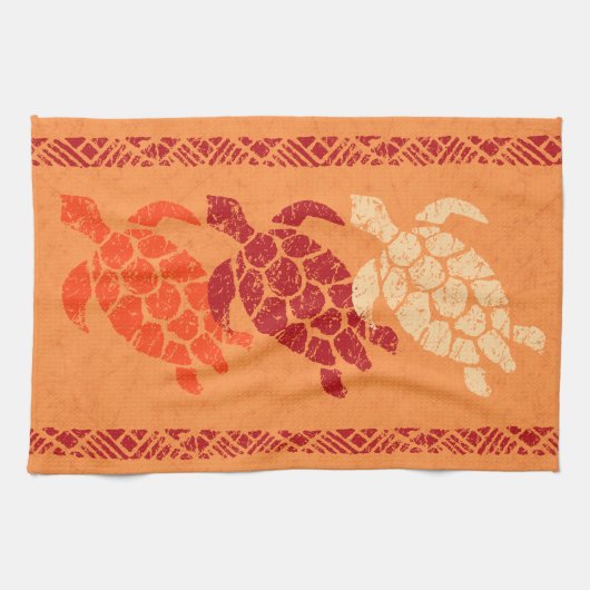 Honu Meeresschildkrötehawaiischer Tapa-Batik - Geschirrtuch (Horizontal)
