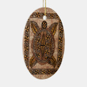 Honu primitive Hawaiianische Tattoo-Tapa Keramikornament (Rechts)