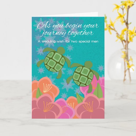 Honu Schwimmen-Schildkröte-homosexuelle Karte (Gelbe Blume)