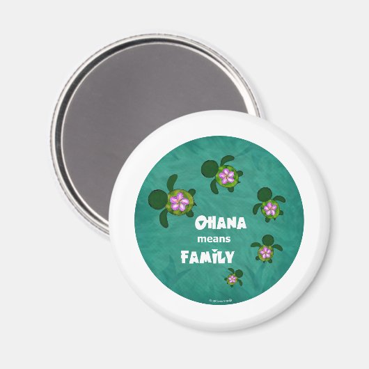 Honu Sea Family_circle Magnet (Vorderseite/Rückseite)