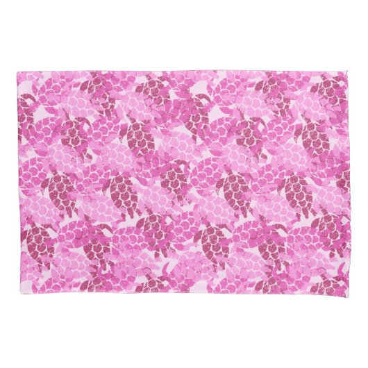 Honu Sea Turtle Hawaiian Aloha Reversible Pink Kissenbezug (Vorderseite)