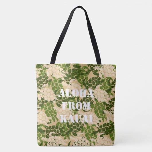 Honu Sea Turtle Hawaiian Monogram Aloha Beach Bag Tasche (Vorderseite)