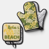 Honu Sea Turtle Hawaiian Tapa Ofenhandschuh & Topflappen-Set (Vorderseite/Rückseite)