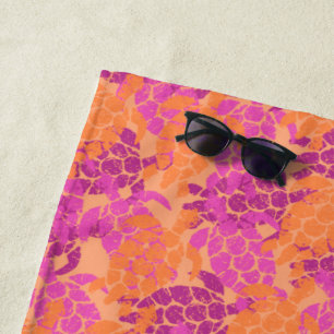 Honu Sea Turtle Hawaiian Tapa - Orange Strandtuch