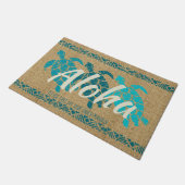 Honu Seedreiergruppen-Schildkrötehawaiischer Tapa Fußmatte (Schrägansicht)