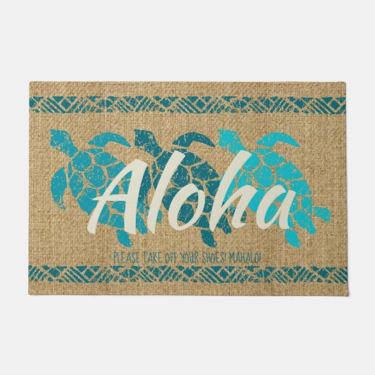 Honu Seedreiergruppen-Schildkrötehawaiischer Tapa Fußmatte (Vorderseite)