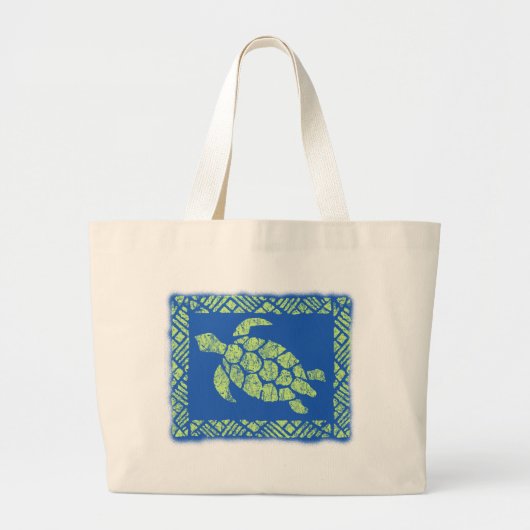 Honu Tapa Hawaiian Beach Bag Jumbo Stoffbeutel (Vorne)
