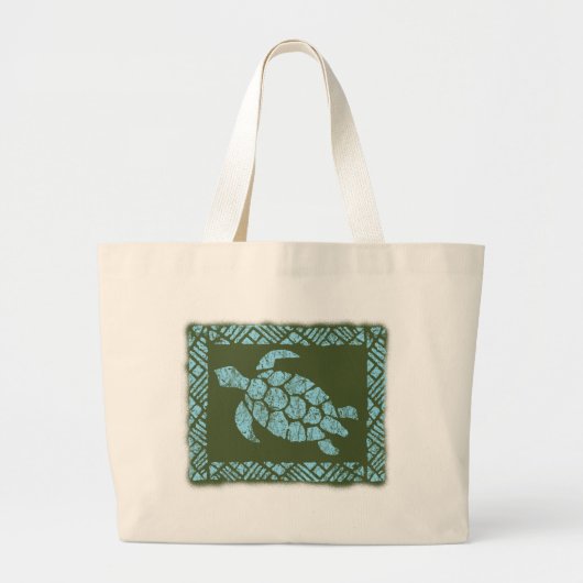 Honu Tapa-hawaiische Strand-Tasche Jumbo Stoffbeutel (Vorne)