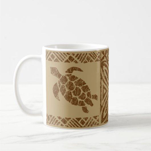 Honu Tapa-hawaiische ursprüngliche Schildkröte Kaffeetasse (Links)