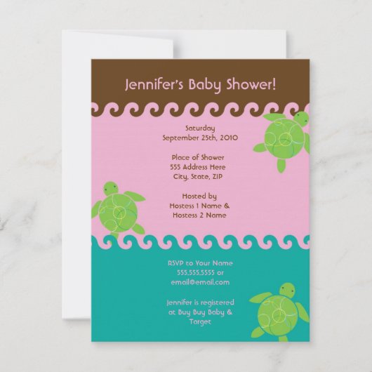 Honu Waves Babydusche - 4,25 x 5,5 Einladung (Vorderseite)