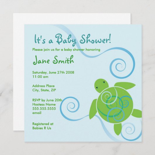 Honu Wirbel Babydusche oder Einladung zum Geburtst (Vorne/Hinten)