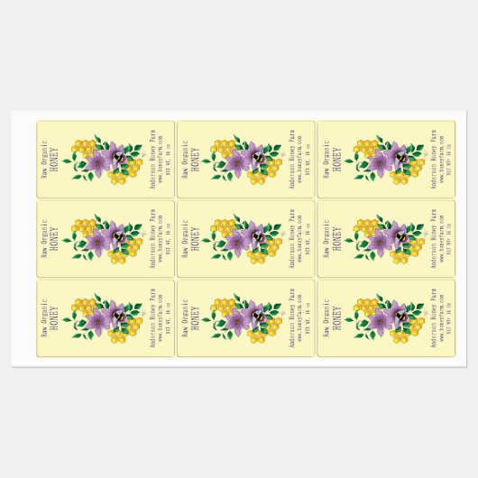 Hony bee Farm Yellow Lavender Etiketten (Blatt)