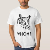 Hoo der wem Grammatik-Eule T-Shirt (Vorderseite)