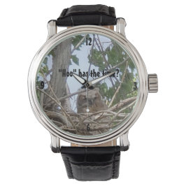 "Hoo" hat die Zeit | Owlet im Foto Baum Armbanduhr