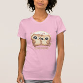 HOO HOOS – Cute Chibi Owl Pair Under Moon T-Shirt (Vorderseite)