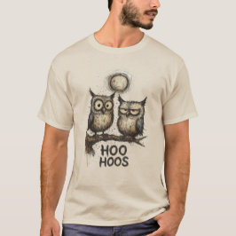 HOO HOOS Grunge-Eulen-Illustration – skizzenhafte  T-Shirt