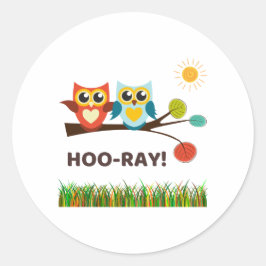 Hoo-Ray Pun Round Aufkleber