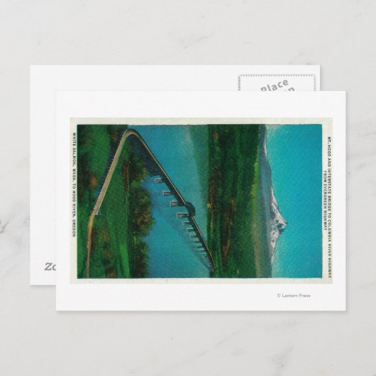 Hood and Interstate Bridge in White Lachs Postkarte (Vorne/Hinten)