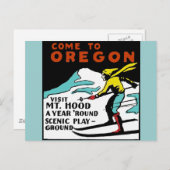 HOOD OREGON - Vintage Travel Postkarte (Vorne/Hinten)