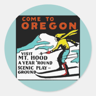 HOOD OREGON - Vintage Travel Runder Aufkleber