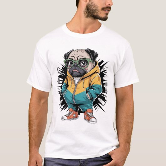 Hood Pug T-Shirt (Vorderseite)