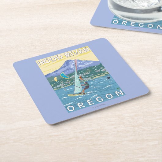 Hood River, ORWind Surfer u. Rechteckiger Pappuntersetzer (angewinkelt)