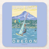 Hood River, ORWind Surfer u. Rechteckiger Pappuntersetzer (Vorderseite)