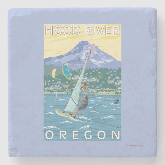 Hood River, ORWind Surfer u. Steinuntersetzer (Vorderseite)