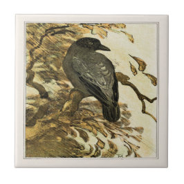 Hooded Crow auf Zweigniederlassung Viktorianisch A Fliese
