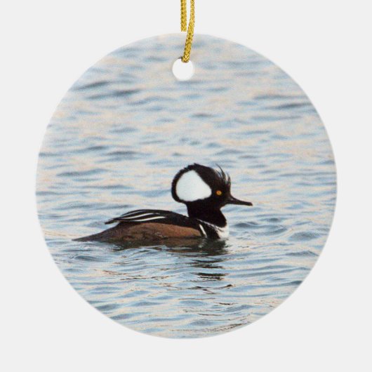 Hooded Merganser Duck Keramik Ornament (Vorne)