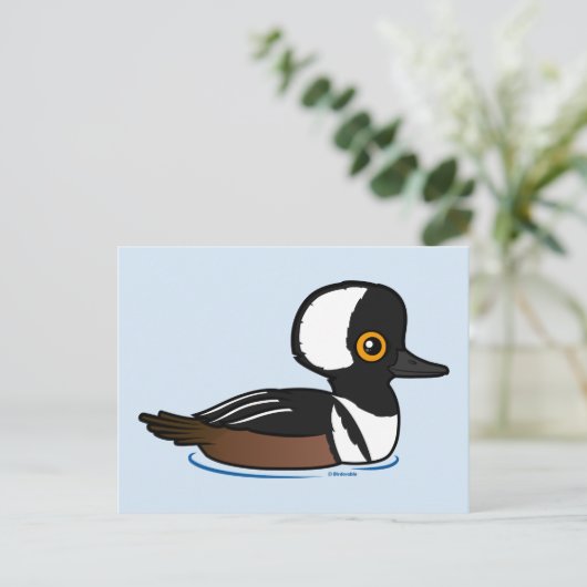 Hooded Merganser Postkarte (Stehend Vorderseite)