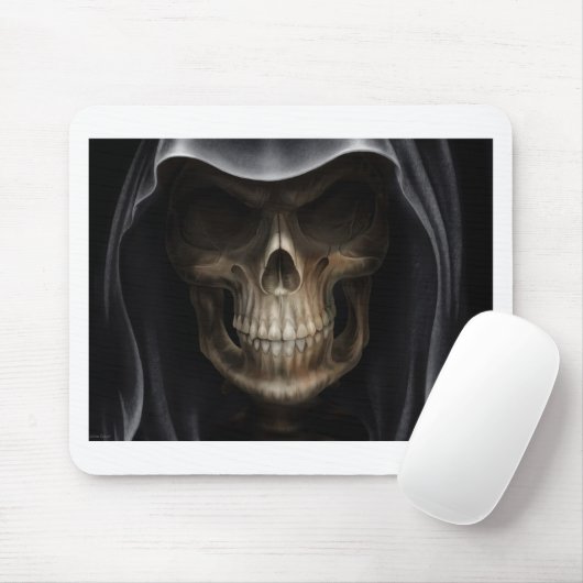 Hooded Skull - Grimmiger Sensenmann Mousepad (Mit Mouse)