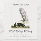 Hooded Skunk oder Großschwanzkunk aus Audubon Weinetikett (Einzelnes Label)