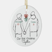 Hoodie Couple First Christmas Keramik Ornament (Rechts)