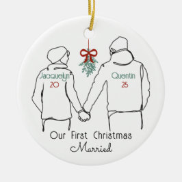 Hoodie Couple First Christmas Verheiratet Keramik Ornament