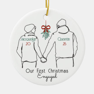 Hoodie Couple First Christmas Verlobt Keramik Ornament