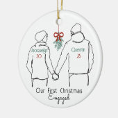 Hoodie Couple First Christmas Verlobt Keramik Ornament (Links)