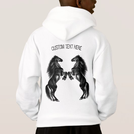 Hoodie für Wildpferde mit benutzerdefiniertem Text (Rückseite)