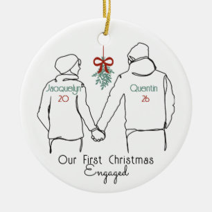 Hoodie-Paar erstes Weihnachten verlobt Keramik Ornament