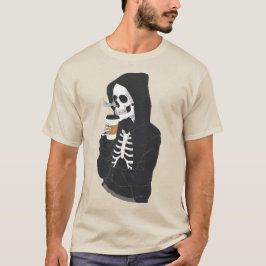 Hoodie Skeleton Drink Coffee T-Shirt