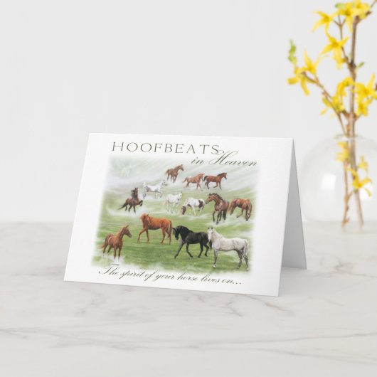 Hoofbeats im Himmel - PferdeBeileid Karte (Gelbe Blume)