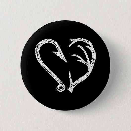 Hook Antler Heart Liebe Fischfang Jagd Hirsche H Button (Vorderseite)